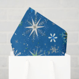 Mid-Century Snowflakes Galore On Blue 薄葉紙