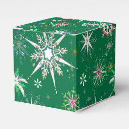 Mid-Century Snowflakes Galore On Green フェイバーボックス