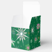 Mid-Century Snowflakes Galore On Green フェイバーボックス (オープン)