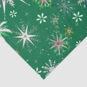 Mid-Century Snowflakes Galore On Green 薄葉紙 (詳細)