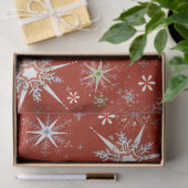 Mid-Century Snowflakes Galore On Red 薄葉紙 (ギフト)