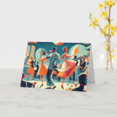 Mid Century Space Age Cocktail Party カード (黄色い花)