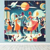 Mid Century Space Age Cocktail Party キャンバスプリント (インサイチュ (ウッドフロア))