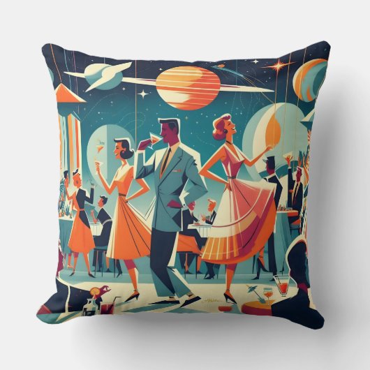 Mid Century Space Age Cocktail Party クッション (正面)