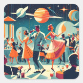 Mid Century Space Age Cocktail Party スクエアシール (正面)