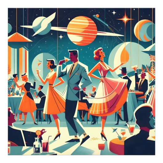 Mid Century Space Age Cocktail Party フォトプリント (正面)