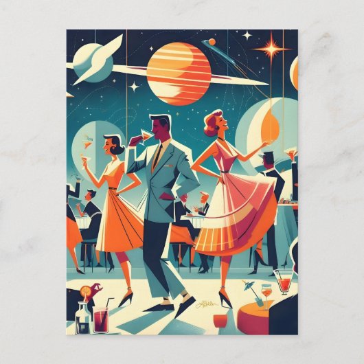 Mid Century Space Age Cocktail Party ポストカード (正面)