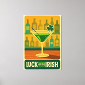Mid Century St. Patrick's Shamrock Martini Art キャンバスプリント (正面)