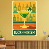 Mid Century St. Patrick's Shamrock Martini Art キャンバスプリント (インサイチュ (リビング))
