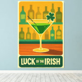 Mid Century St. Patrick's Shamrock Martini Art キャンバスプリント (インサイチュ (ウッドフロア))