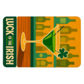 Mid Century St. Patrick's Shamrock Martini Art マグネット (横)