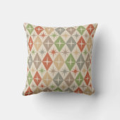 Mid Century Starbursts on Earthy Retro Diamonds クッション (裏面)