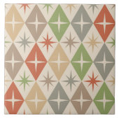 Mid Century Starbursts on Earthy Retro Diamonds タイル (正面)