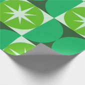 Mid Century Starbursts on Lime Mint Green circles ラッピングペーパー (角)