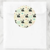 Mid Century Starbursts with Black Atomic Cat ラウンドシール (バッグ)