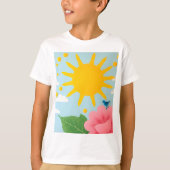 Mid-Century Sun & Nature Art Print - Stylized Sun  Tシャツ (正面)