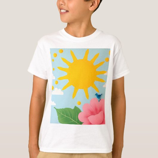 Mid-Century Sun & Nature Art Print - Stylized Sun  Tシャツ (正面)