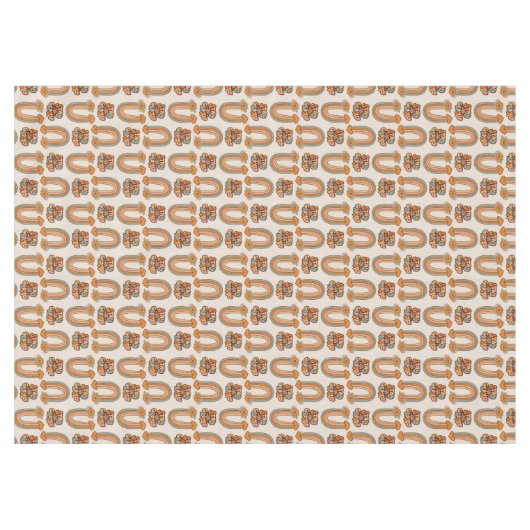 Mid-Century Tablecloth Copper & Pink Bloom Style テーブルクロス (正面(横))