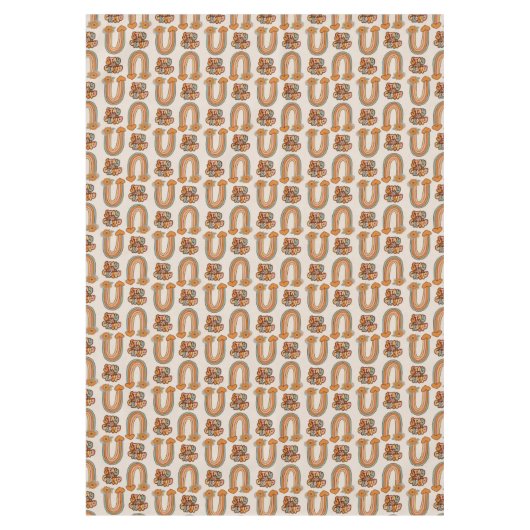 Mid-Century Tablecloth Copper & Pink Bloom Style テーブルクロス (正面)