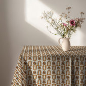 Mid-Century Tablecloth Copper & Pink Bloom Style テーブルクロス