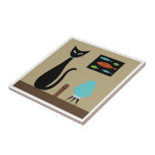 Mid Century Tabletop Cat with Retro Fish タイル (側面)