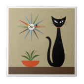 Mid Century Tabletop Cat with Starburst Clock タイル (正面)
