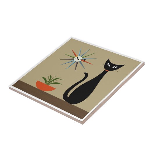 Mid Century Tabletop Cat with Starburst Clock タイル (側面)