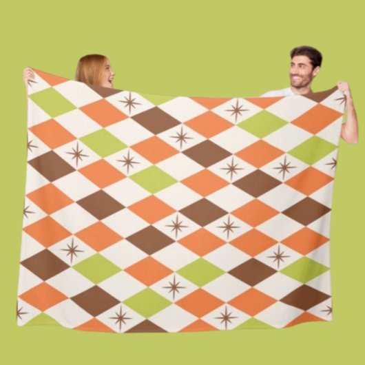 Mid-Century Vibes – Cozy Geometric Fleece Blanket フリースブランケット