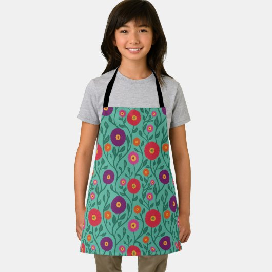 Mid-Century Vine Flower | Garden Garland Green  エプロン (インサイチュ)