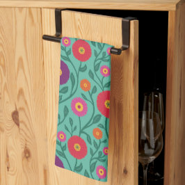 Mid-Century Vine Flower | Garden Garland Green キッチンタオル