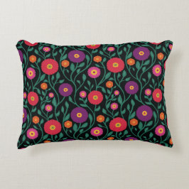 Mid-Century Vine Flower | Garden Garland Midnight  アクセントクッション