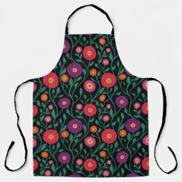 Mid-Century Vine Flower | Garden Garland Midnight  エプロン