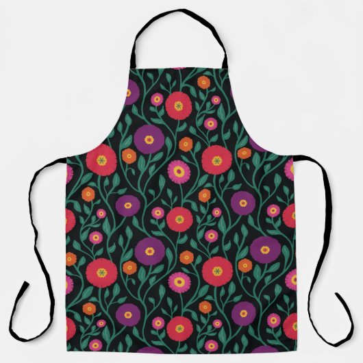 Mid-Century Vine Flower | Garden Garland Midnight  エプロン (正面)