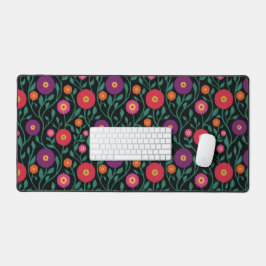 Mid-Century Vine Flower | Garden Garland Midnight デスクマット