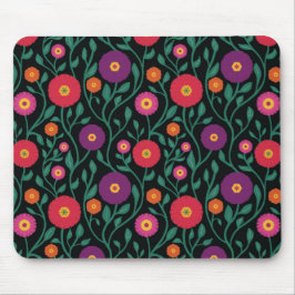 Mid-Century Vine Flower | Garden Garland Midnight マウスパッド