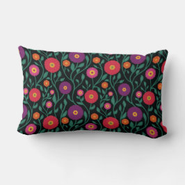 Mid-Century Vine Flower | Garden Garland Midnight  ランバークッション