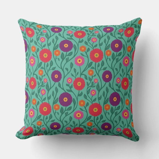 Mid-Century Vine Flower | Garden Garland Mint クッション (正面)