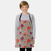 Mid-Century Vine Flower | Garden Garland Peach エプロン (着用した状態)