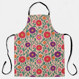 Mid-Century Vine Flower | Garden Garland Peach エプロン