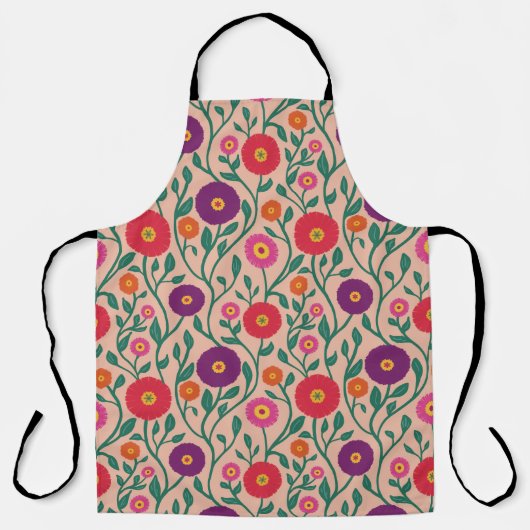 Mid-Century Vine Flower | Garden Garland Peach エプロン (正面)