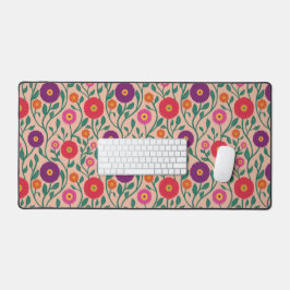 Mid-Century Vine Flower | Garden Garland Peach デスクマット