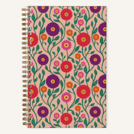 Mid-Century Vine Flower | Garden Garland Peach ノートブック