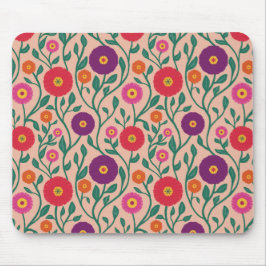 Mid-Century Vine Flower | Garden Garland Peach マウスパッド