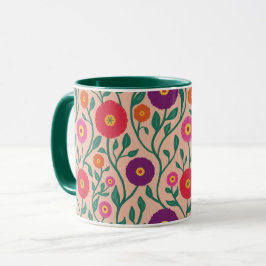 Mid-Century Vine Flower | Garden Garland Peach マグカップ