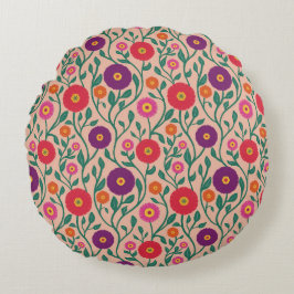 Mid-Century Vine Flower | Garden Garland Peach ラウンドクッション