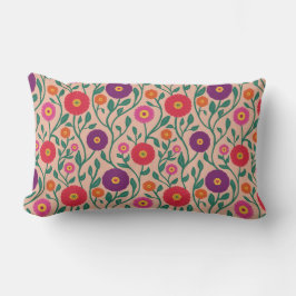 Mid-Century Vine Flower | Garden Garland Peach ランバークッション