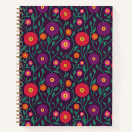 Mid-Century Vine Flower | Garden Garland Plum ノートブック