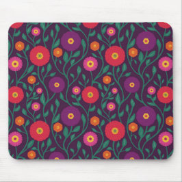 Mid-Century Vine Flower | Garden Garland Plum マウスパッド
