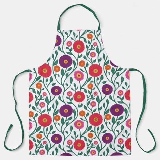 Mid-Century Vine Flower | Garden Garland White エプロン (正面)