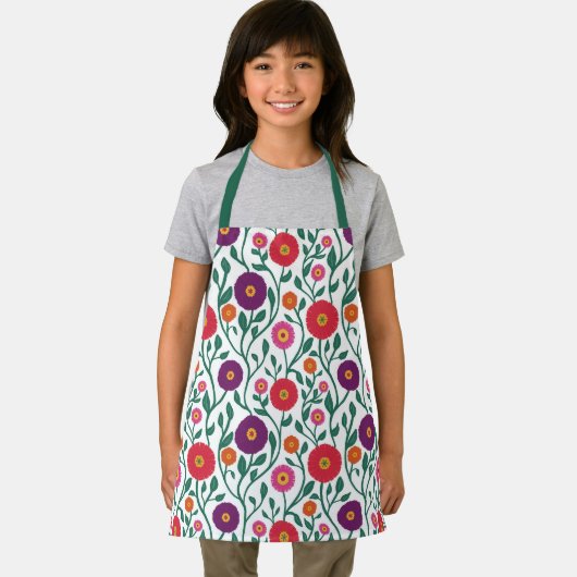 Mid-Century Vine Flower | Garden Garland White エプロン (インサイチュ)